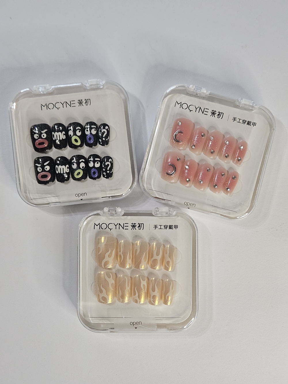 Lot of 3 MOCYNE Boutique Press-On Nail Kits Complete - Short Square NIB